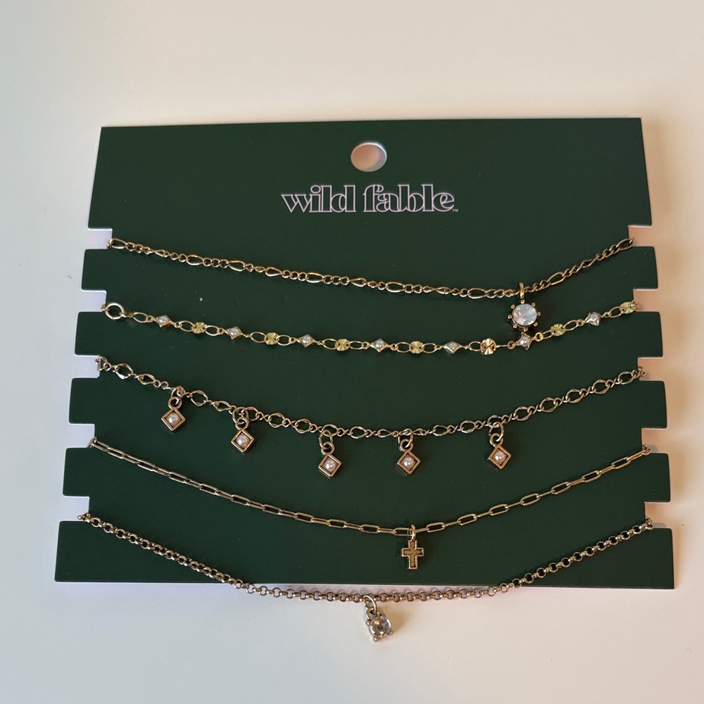 Wild Fable Gold-Tone Charm Necklace Set